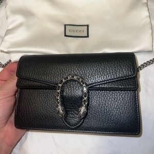 Sold! GUCCI Dionysus Black Leather Super Mini Crossbody Bag